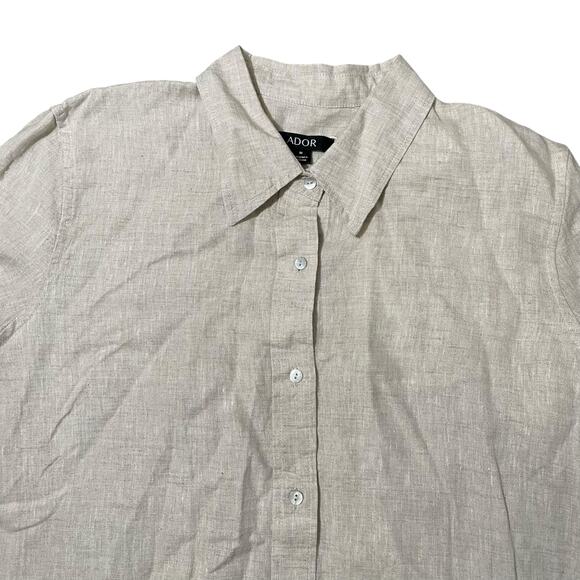 NEW ADOR 100% Linen Button Up Shirt Oversized Lagenlook Beige - Size Medium - Picture 2 of 8